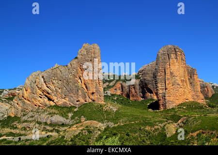 Mallos de Riglos montagnes forme-icône à Huesca Banque D'Images