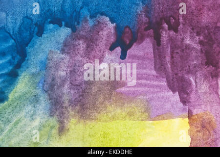 Les traits de couleur de l'eau Peinture sur fond blanc Banque D'Images