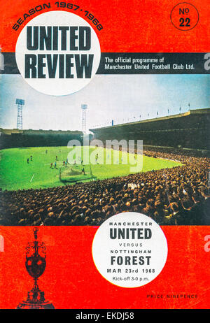 Manchester United v Nottingham Forest Programme de football. 23 Mars 1968 Banque D'Images