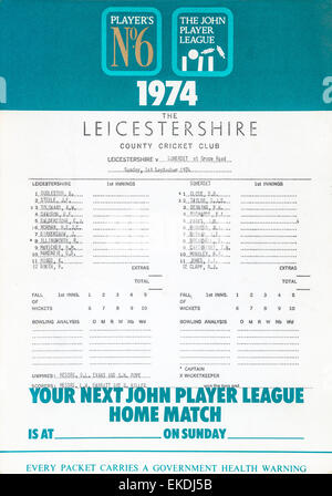 Le Leicestershire V Somerset County Cricket Club. John Player League. 1er septembre 1974 Banque D'Images