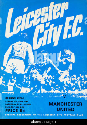 Leicester City v Manchester United Football programme. 8 avril 1972 Banque D'Images