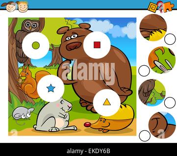 Cartoon Illustration de correspondre aux pièces jeu éducatif pour les enfants d'âge préscolaire Illustration de Vecteur