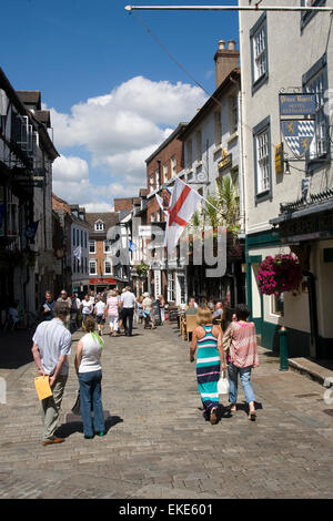 Butcher Row dans le centre-ville de Shrewsbury, Shropshire. L'été 2014. Banque D'Images