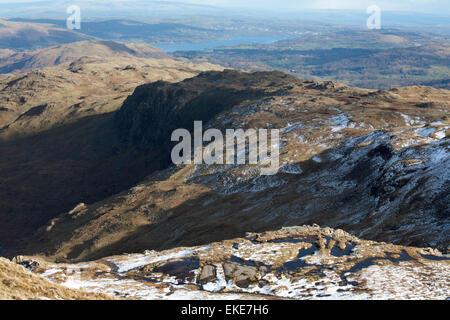 Blea Blea Rigg et Crag de près de Belles Knott montée haut au-dessus de l'Angleterre Cumbria Grasmere Banque D'Images