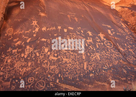 Pétroglyphes indiens, Presse Rock State Monument Historique, de l'Utah Banque D'Images