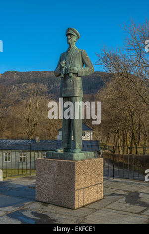 Statue du Roi Hakon VII de la Norvège, de Bergen, Norvège. Banque D'Images