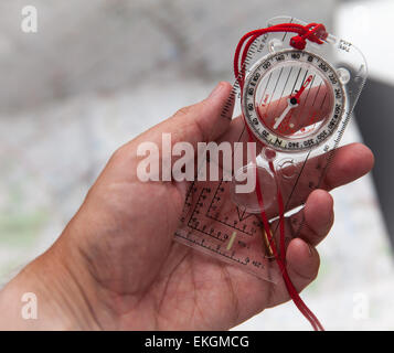 Photo de la course d'orientation boussole sur string Banque D'Images