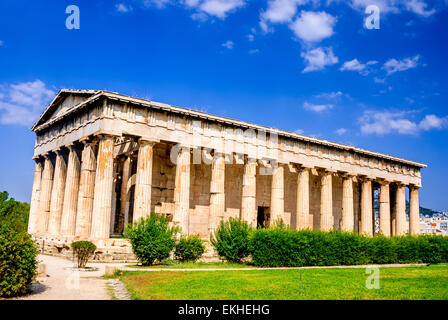 Athènes, Grèce. Temple d'Héphaïstos, Hephaisteion ruines doriques, situé au nord-ouest de l'Agora d'Athènes Banque D'Images