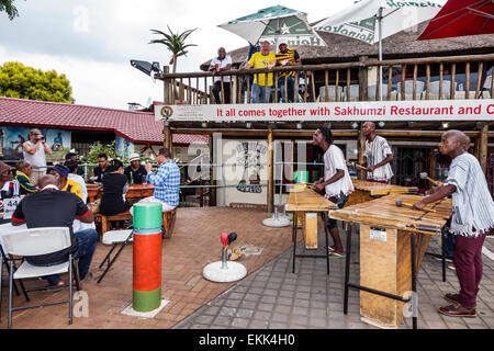 Johannesburg Afrique du Sud,Africain Soweto,Vilakazi Street Precinct,Sakhumzi,restaurant restaurants nourriture manger dehors café cafés bistrot, musique live, Banque D'Images