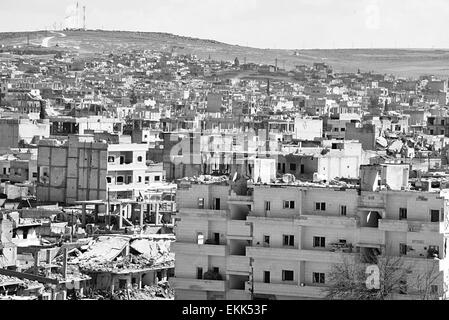 Destruction des Kobane - ville kurde en Syrie du nord. 31.3.2015, Kobane, Syrie Banque D'Images