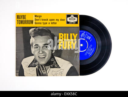 Extended Play vinyl record et couvrir par Billy Fury avec "peut-être demain". Banque D'Images