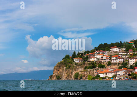 La ville d'Ohrid sur la rive du lac Ohrid, République de Macédoine Banque D'Images