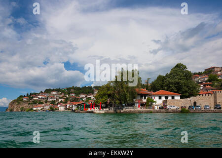 La ville d'Ohrid sur la rive du lac Ohrid, République de Macédoine Banque D'Images