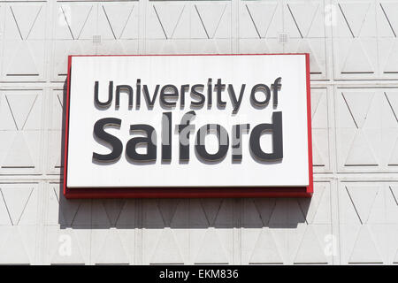 Salford, partie du Greater Manchester University sign Banque D'Images