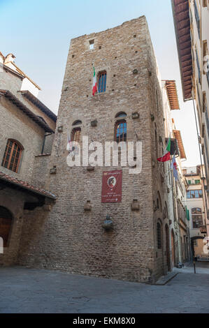 Dante, vue du Musée Casa di Dante, situé sur le site de la maison natale de Dante, Florence, Toscane, Italie Banque D'Images