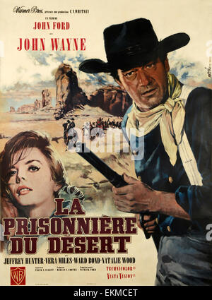 Affiche de film de l'ancien français 'l'un des chercheurs américains de l'Ouest 1956 Technicolor VistaVision film réalisé par John Ford avec John Wayne et Banque D'Images