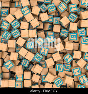 Le rendu 3D de centaines de blocs de jouets avec un binaire et zéro droit de remplissage Banque D'Images