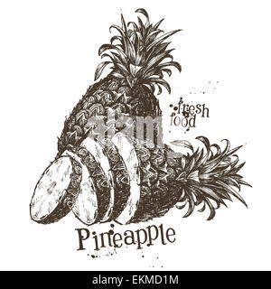 Modèle de conception de logo vector ananas fruits. ou de la nourriture. Banque D'Images