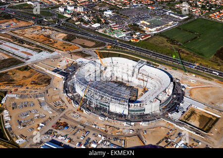 Vue aerienne stade des Lumieres - 07.04.2015 - Nouveau Stade de Lyon en construction a Decines Charpieu.Photo : Jean Michel Bancet/Icon Sport Banque D'Images