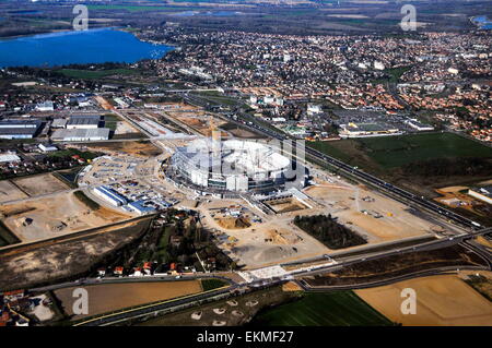 Vue aerienne stade des Lumieres - 07.04.2015 - Nouveau Stade de Lyon en construction a Decines Charpieu.Photo : Jean Michel Bancet/Icon Sport Banque D'Images