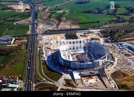 Vue aerienne stade des Lumieres - 07.04.2015 - Nouveau Stade de Lyon en construction a Decines Charpieu.Photo : Jean Michel Bancet/Icon Sport Banque D'Images