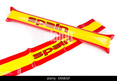 Fans Thundersticks - Espagne isolé de Football Banque D'Images