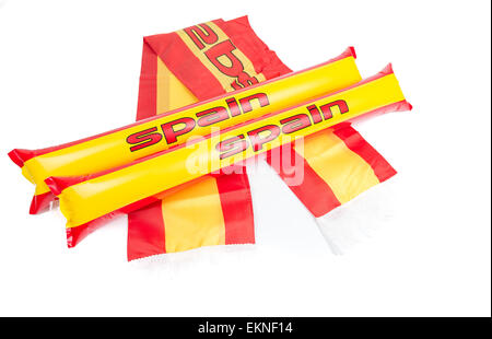 Fans Thundersticks - Espagne isolé de Football Banque D'Images