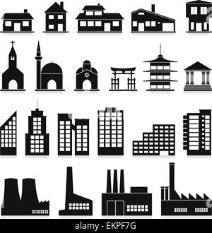 Vector icon set de divers bâtiments Illustration de Vecteur