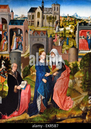 Maître de la légende de St Catharine / maître de la légende de Sainte Barbara (actifs à Bruxelles, le dernier tiers du 15e siècle) : triptyque aux scènes de la vie de Job, ch. 1466 - 1500. Belgique belge Banque D'Images