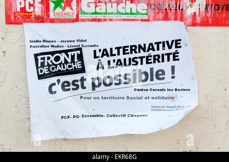 Front de gauche de l'affiche politique en France proposant une alternative à l'austérité. Banque D'Images