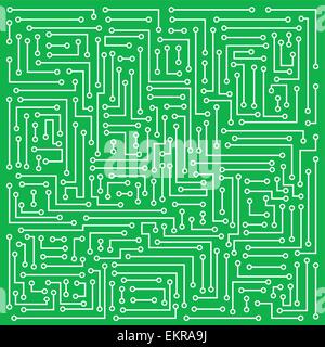 L'Abstraction représentant microcircuit électronique blanc sur fond vert sombre Illustration de Vecteur