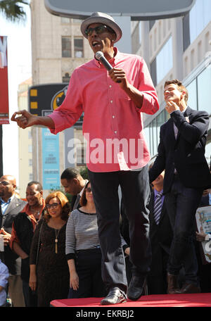 New Kids on the Block La cérémonie de dévoilement d'étoiles sur le Hollywood Walk of Fame en vedette : Arsenio Hall où : Hollywood, California, United States Quand : 09 Oct 2014 Banque D'Images