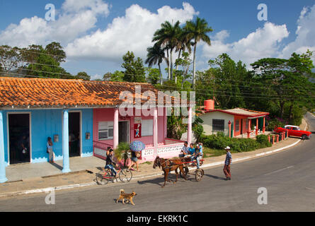 Une scène de rue à Vinales, Cuba Banque D'Images