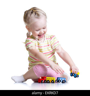 Enfant fille jouant avec des jouets de couleur Banque D'Images