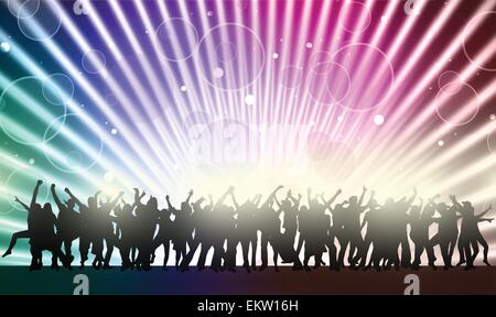 Silhouettes de gens heureux dansant ensemble design Illustration de Vecteur