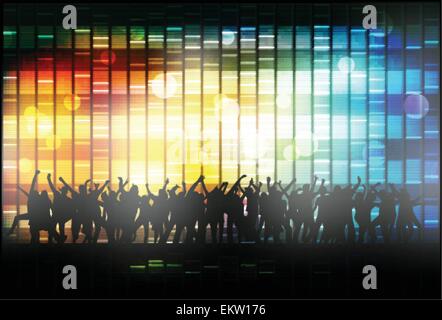 Silhouettes de gens heureux dansant ensemble design Illustration de Vecteur