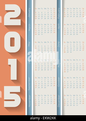 Calendrier 2015 avec rayures design Fading Shadows Banque D'Images