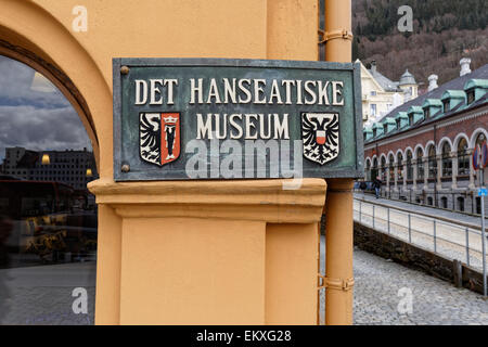 Le fameux Bryggen Hanseatic / Allemand Warf, Bryggen à Bergen, Norvège. Banque D'Images