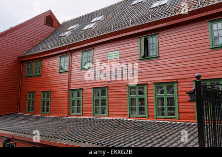 Le fameux Bryggen Hanseatic / Allemand Warf, Bryggen à Bergen, Norvège. Banque D'Images