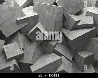 Le béton cube 3d wall background Banque D'Images