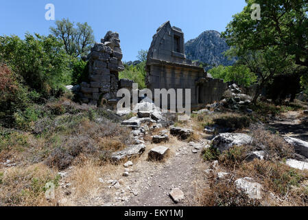 Reste bien préservé de la vaste salle de sport et bain. Termessos, sud de la Turquie. Banque D'Images