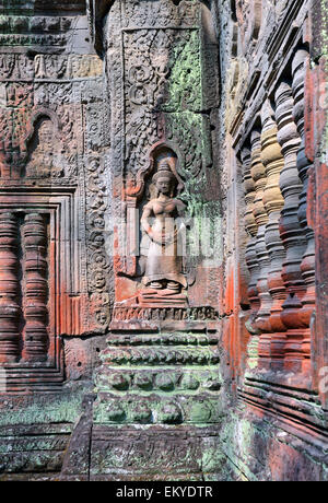 Apsara, un bas-relief à Angkor Thom, Angkor Wat Temple complexe près de Siem Reap, au Cambodge. Banque D'Images