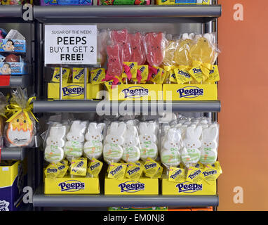 Intérieur de IT'SUGAR store avec un écran de bonbons de Pâques PEEPS coloré en vente. à la Tanger Outlet complexe dans Commack, LI Banque D'Images