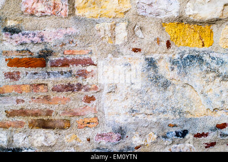 Mur de couleur antique en pierre et brique Banque D'Images