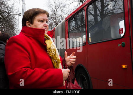 La documentation de transport public et son intimité à Bratislava. Banque D'Images