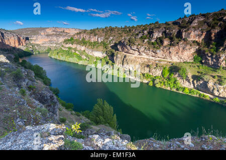 Gorges de la rivière et à proximité de San Frutos ermitage. Hoces del Duraton Rio Parc Naturel. Ségovie, Castille et Leon, Espagne, Europe Banque D'Images