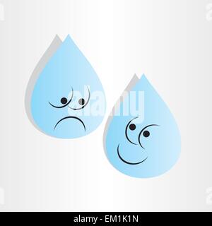 Gouttes d'eau bleu triste et heureux retrouvez l'émotion cartoon Illustration de Vecteur