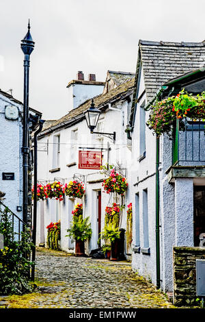 Lane à Hawkshead, Lake District, Cumbria Banque D'Images