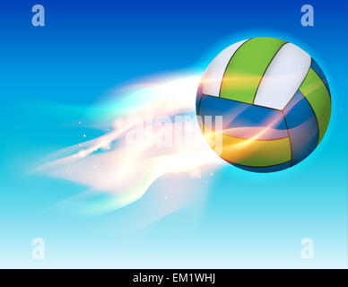 Une illustration d'un flaming volley-ball dans le ciel bleu. Banque D'Images