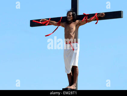 'Bon vendredi' Crucifixions à Pampanga, Philippines. Banque D'Images